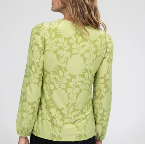 M🌿Elegant Green Floral Women's Top Blouse - Picture 3 of 6